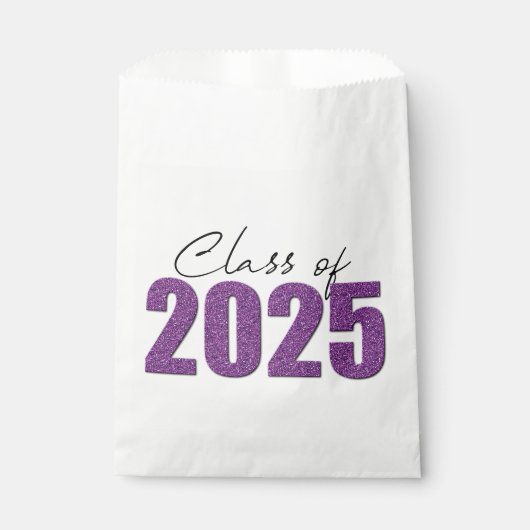 Sachets En Papier Purple Glitter Classe de 2025 (Devant)