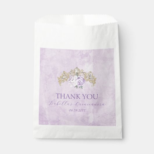 Sachets En Papier Purple & Gold Elegant Quinceañera (Devant)