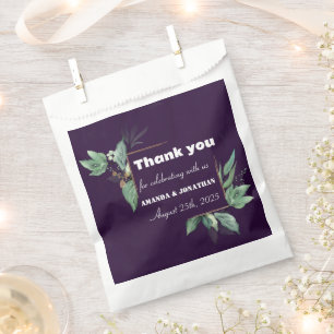 Sachets En Papier Purple Moderne Verdure Personnalisée Mariage Favor