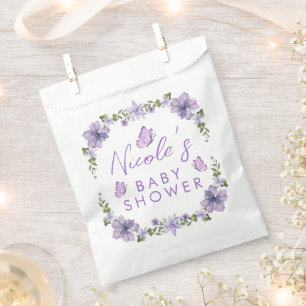 Sachets En Papier Purple Papillons Aquarelle Fleur sauvage Baby Show