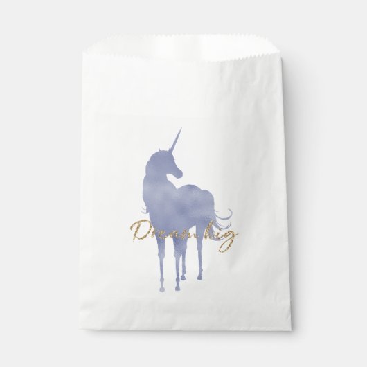Sachets En Papier Purple Unicorn Gold Parties scintillant Dream Big  (Devant)