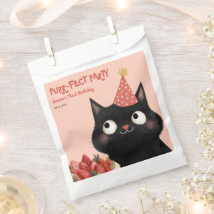 Sachets En Papier Purr-fect Black Kitten Rose pour enfants fête d'an