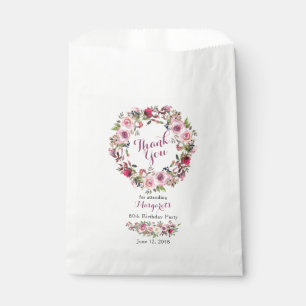 Sachets En Papier Quatre-vingtième Merci d'anniversaire de rose de