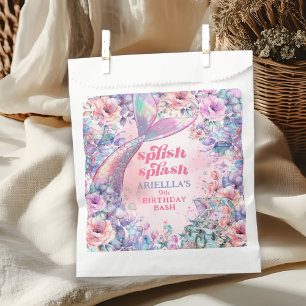 Sachets En Papier Queue de sirène pailletée Fleur 9e Anniversaire