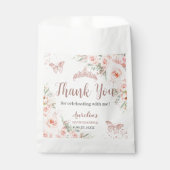 Sachets En Papier Quinceanera 16 Fleurs Roses Dorées Papillons (Devant)