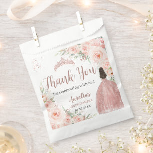 Sachets En Papier Quinceañera 16 Rouge Floral Rose Gold Princesse