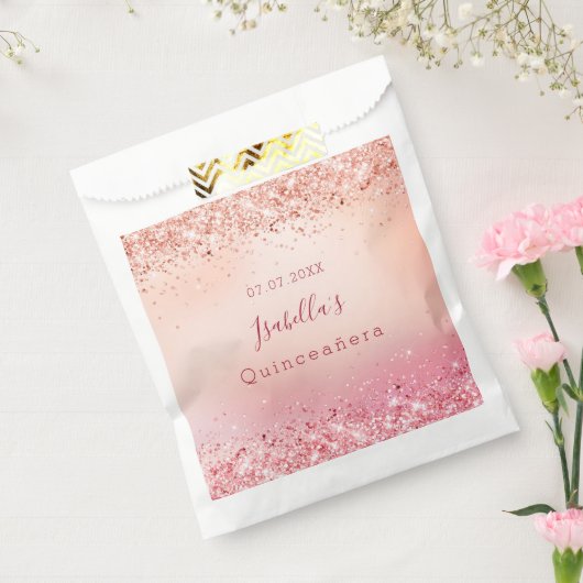 Sachets En Papier Quinceanera anniversaire blush rose rose rose or (Scellé)
