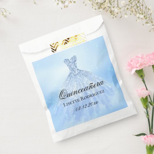 Sachets En Papier Quinceanera Bleu Bébé (Scellé)
