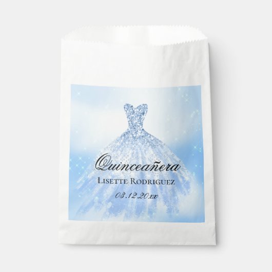 Sachets En Papier Quinceanera Bleu Bébé (Devant)
