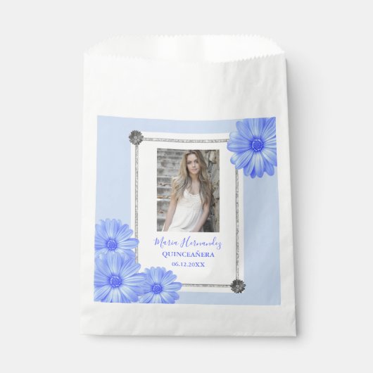 Sachets En Papier Quinceanera bleu clair (Devant)