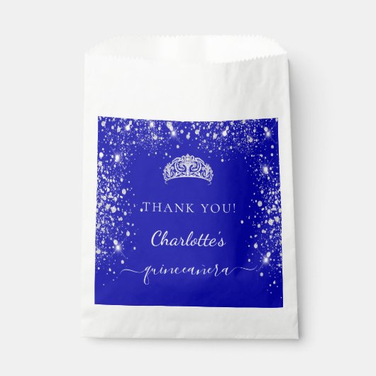 Sachets En Papier Quinceanera bleu parties scintillant royal poussiè (Devant)