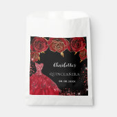 Sachets En Papier Quinceanera fleurs de robe rouge noire (Devant)