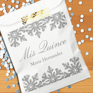 Sachets En Papier Quinceanera hivernale de flocons d'argent