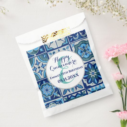 Sachets En Papier Quinceanera idée cadeau Monogramme Nom Azulejo (Scellé)
