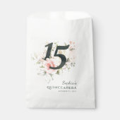 Sachets En Papier Quinceanera rose florale rustique 15e fête d'anniv (Devant)