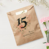 Sachets En Papier Quinceanera rose florale verte 15e fête d'annivers (Scellé)