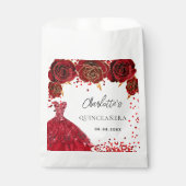 Sachets En Papier Quinceanera rouge fleurs de robe blanc (Devant)