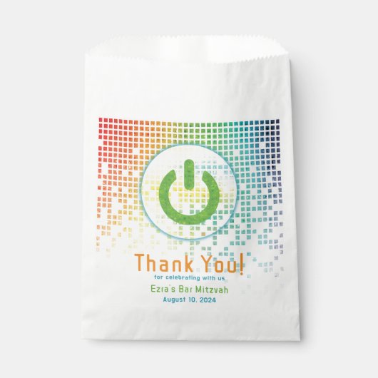 Sachets En Papier Rainbow Pixels jeu vidéo Gamer Bar Mitzvah (Devant)