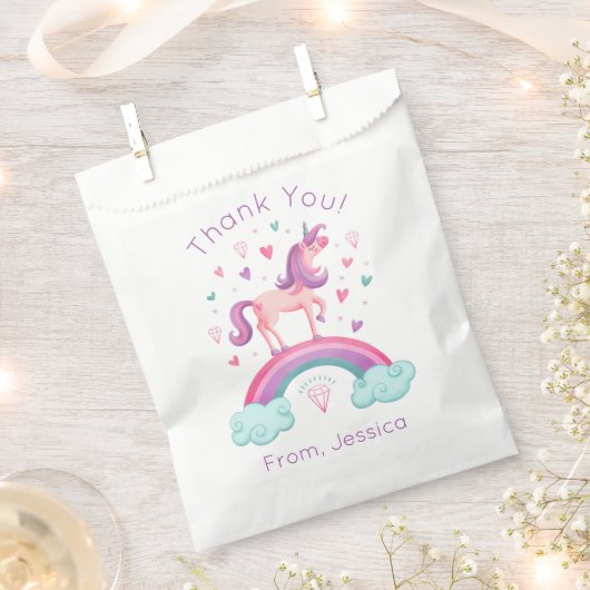 Sachets En Papier Rainbow Unicorn Merci (Coupé)