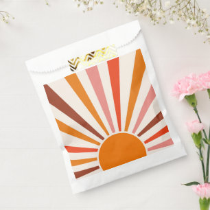 Sachets En Papier Rayons Soleil Rétro Coucher Soleil Orange Jaune Ro