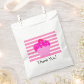 Sachets En Papier Rayures roses et cupcake (Coupé)
