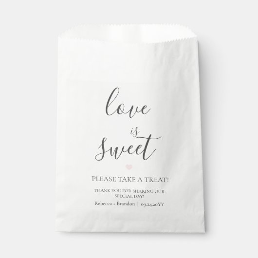 Sachets En Papier Rebecca Pink Heart Love is Sweet Mariage Candy (Devant)