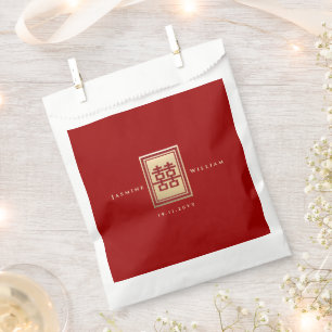 Sachets En Papier Rectangle classique Double Bonheur Mariage chinois