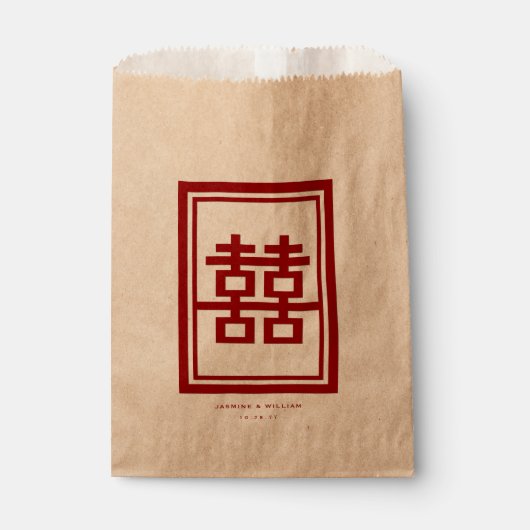 Sachets En Papier Rectangle double bonheur Mariage chinois classique (Devant)