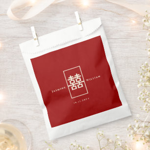 Sachets En Papier Rectangle rouge double bonheur Mariage chinois