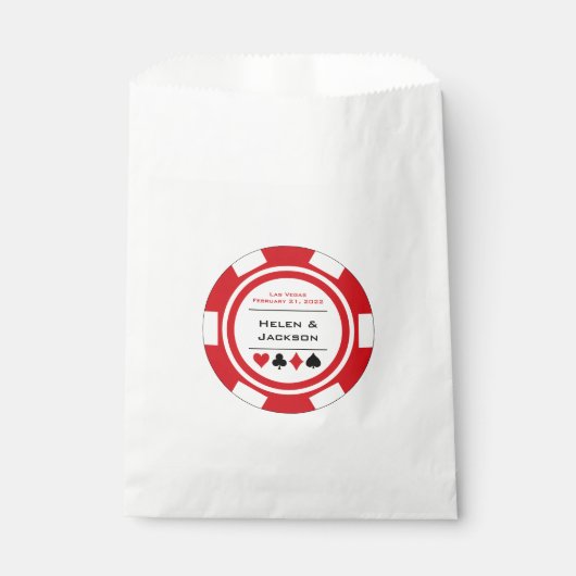 Sachets En Papier Red And Cream Las Vegas Poker Mariage Chip (Devant)