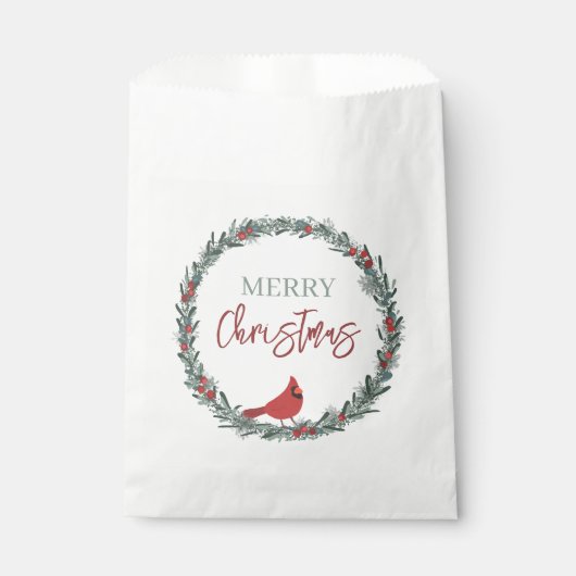 Sachets En Papier Red Berries Wreath and Red Cardinal Christmas (Devant)
