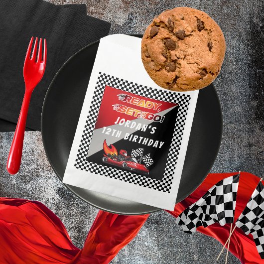 Sachets En Papier Red | Black Go Kart Racing Anniversaire