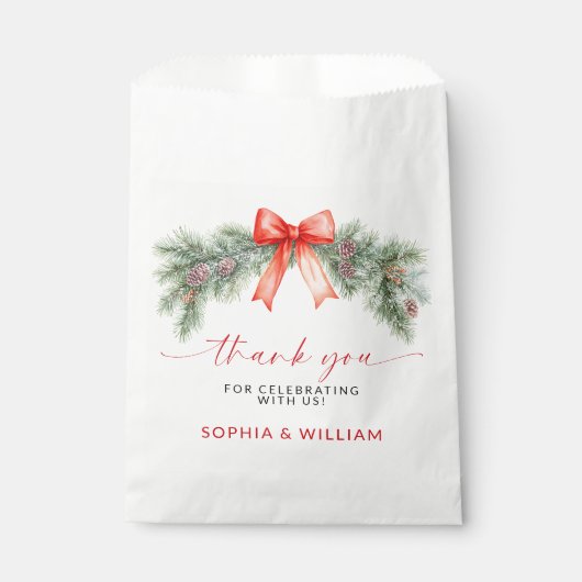 Sachets En Papier Red Bow Christmas Wedding (Devant)