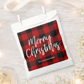 Sachets En Papier Red Buffalo Plaid & Joyeux Noël |Nom personnel (Coupé)