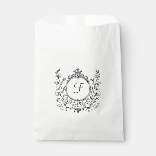 Sachets En Papier Regal Classic Monogram Crest Mariage (Devant)