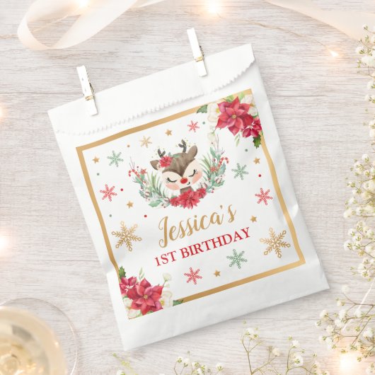 Sachets En Papier Reindeer Noël 1er anniversaire Red Winter Deer (Coupé)