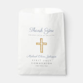 Sachets En Papier Religieux Croix Bleue Garçon Première Communion (Devant)