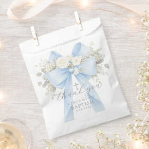 Sachets En Papier Remerciement de baptême à l'arc bleu Eucalyptus