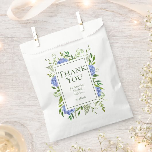 Sachets En Papier Remerciements pour la Baby Shower avec des Hydrang (Coupé)