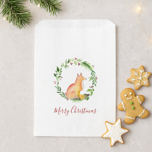 Sachets En Papier Renard de Noël à l'aquarelle Bonbon