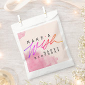 Sachets En Papier Rendre un voeu heureux anniversaire en rose (Coupé)