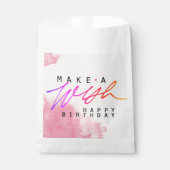 Sachets En Papier Rendre un voeu heureux anniversaire en rose (Devant)