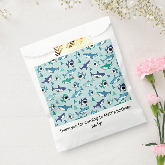 Sachets En Papier Requins Anniversaire Bleu (Scellé)