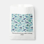 Sachets En Papier Requins Anniversaire Bleu (Devant)