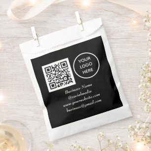 Sachets En Papier Réseau social QR Code Black Business Logo