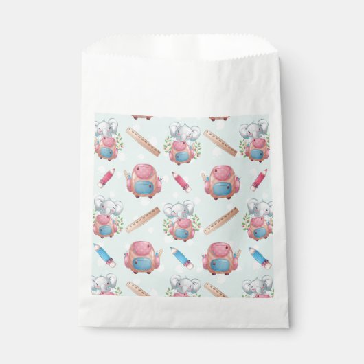 Sachets En Papier Retour à l'école Motif éléphant (Devant)