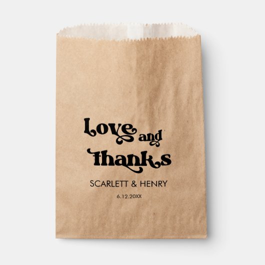 Sachets En Papier Retro Amour et Merci mariage Favor (Devant)