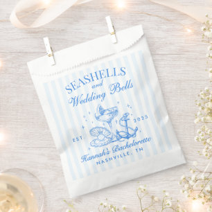 Sachets En Papier Retro Blue Coquillages & Cloches de Mariage Enterr