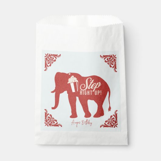 Sachets En Papier Retro Circus Elephant Popcorn fête d'anniversaire (Devant)