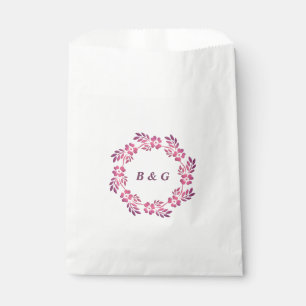 Sachets En Papier Rétro couronne florale. Monogramme